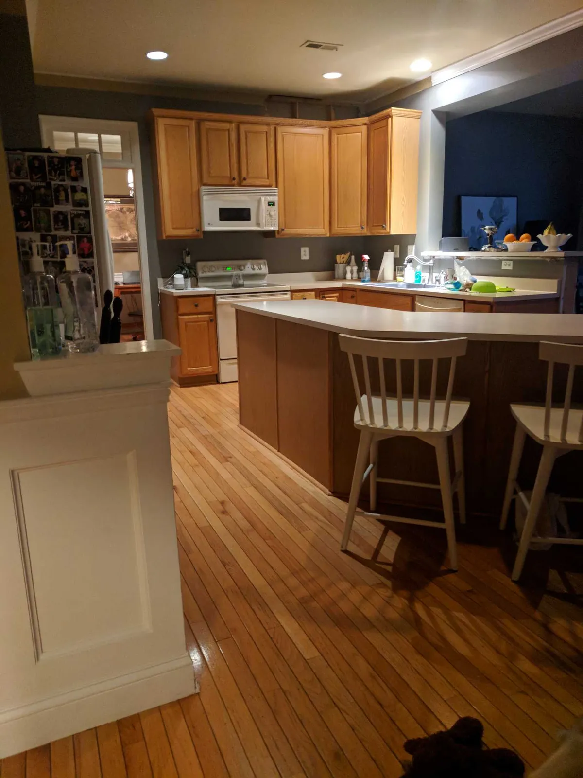 Golden oak, opened up in white — before Mac Kitchens' remodel
