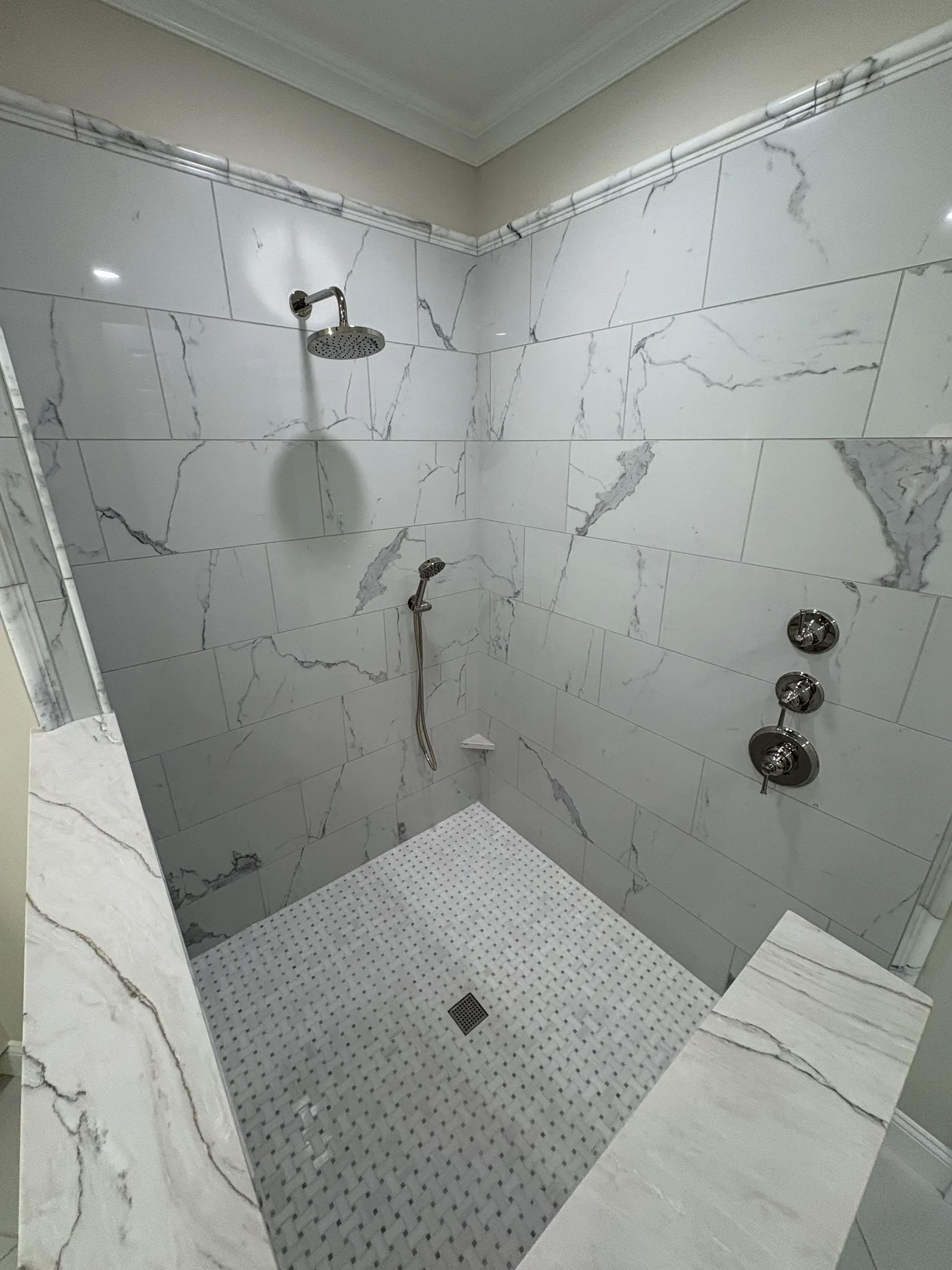 A dated bath, reimagined — the finished result by Mac Kitchens
