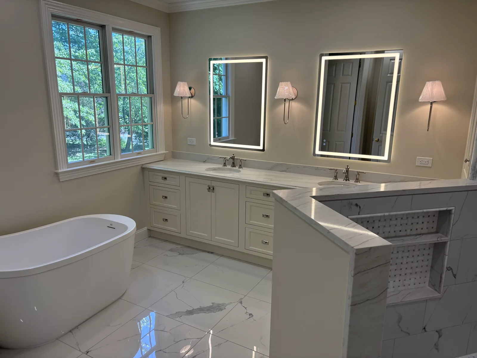 A dated bath, reimagined — the finished result by Mac Kitchens